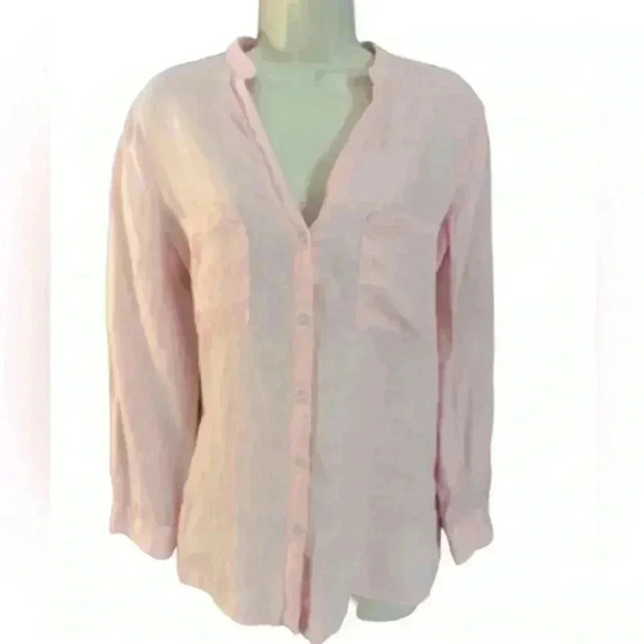 Zara Linen Tunic Blouse Pink Size Small - Picture 1 of 8